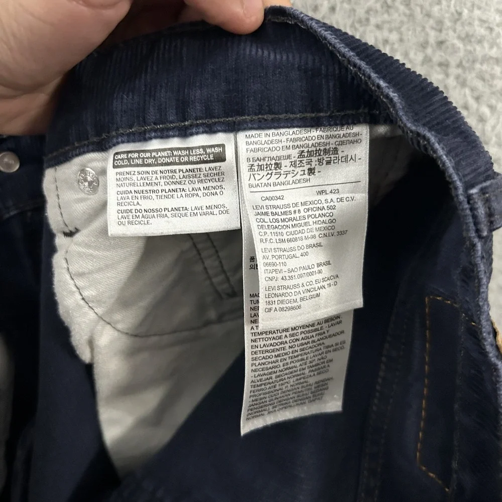Levis Jeans Mens 33x30 Blue Corduroy‎ 502 Slim Tapered American Stretch Pants